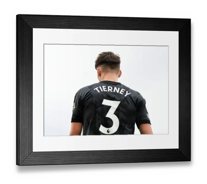 Framed Print : Arsenal's Kieran Tierney in Action: Fulham vs. Arsenal, Premier League 2022-23