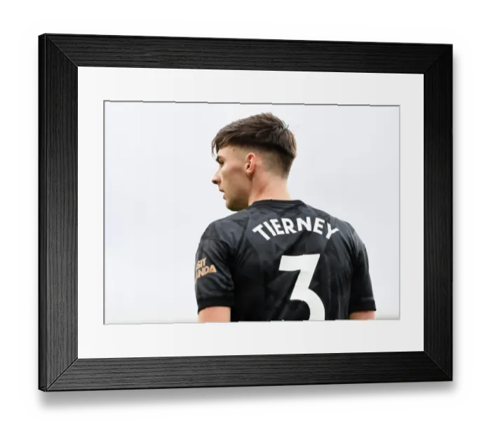 Framed Print : Arsenal's Kieran Tierney in Action: Fulham vs. Arsenal (2022-23)