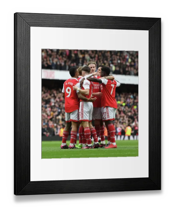Framed Print : Arsenal's Victory Celebration: Bukayo Saka Scores the Fourth Goal Against Crystal Palace (2022-23) Framed Print : Arsenal's Victory Celebration: Bukayo Saka Scores the Fourth Goal Against Crystal Palace (2022-23)