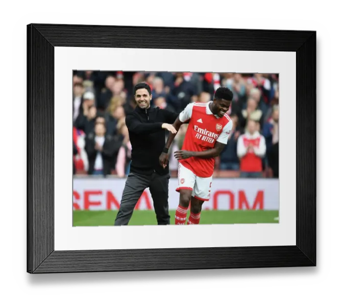 Framed Print : Arsenal's Triumph: Arteta and Partey Celebrate Premier League Victory (2022-23)