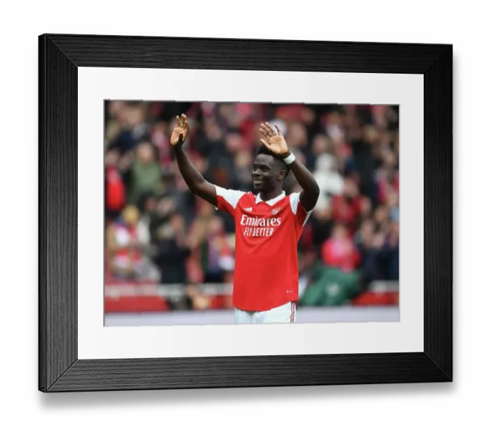 Framed Print : Bukayo Saka's Triumphant Moment: Arsenal Star Celebrates Epic Victory Over Crystal Palace with Adoring Fans Framed Print : Bukayo Saka's Triumphant Moment: Arsenal Star Celebrates Epic Victory Over Crystal Palace with Adoring Fans