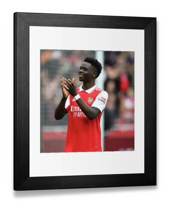 Framed Print : Arsenal's Bukayo Saka Celebrates Victory Over Crystal Palace in the Premier League