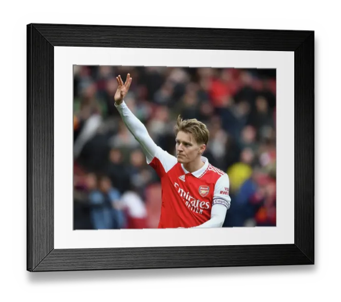 Framed Print : Martin Odegaard Celebrates with Arsenal Fans after Arsenal's Victory over Crystal Palace (2022-23)