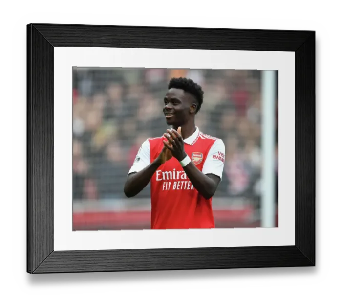 Framed Print : Bukayo Saka's Epic Victory Celebration: Arsenal's Star Wins Over Crystal Palace Fans at Emirates Stadium Framed Print : Bukayo Saka's Epic Victory Celebration: Arsenal's Star Wins Over Crystal Palace Fans at Emirates Stadium