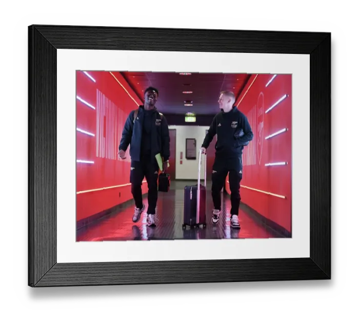 Framed Print : Arsenal FC: Bukayo Saka and Oleksandr Zinchenko Arrive Ahead of Arsenal v Crystal Palace (2022-23) Framed Print : Arsenal FC: Bukayo Saka and Oleksandr Zinchenko Arrive Ahead of Arsenal v Crystal Palace (2022-23)