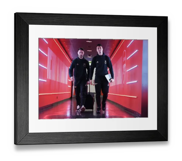 Framed Print : Arsenal FC: Fabio Vieira and Gabriel Martinelli Arrive at Emirates Stadium for Arsenal v Crystal Palace (2022-23)