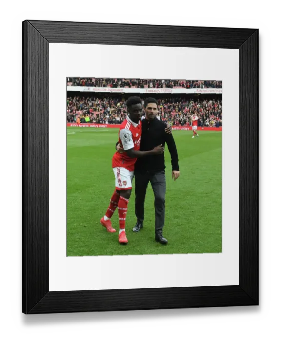 Framed Print : Arsenal Manager Mikel Arteta Celebrates with Bukayo Saka after Arsenal's Victory over Crystal Palace (2022-23) Framed Print : Arsenal Manager Mikel Arteta Celebrates with Bukayo Saka after Arsenal's Victory over Crystal Palace (2022-23)