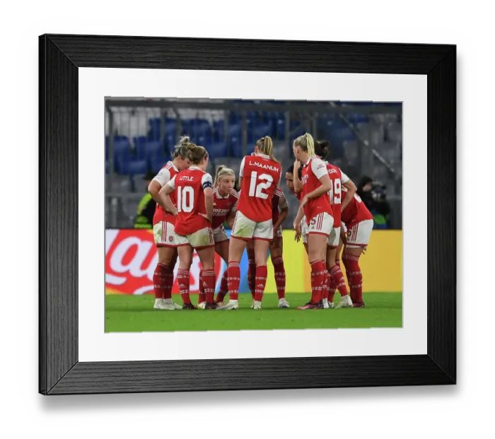Framed Print : Arsenal Women's Team Faces Off Against FC Bayern Munich in UEFA Champions League Quarterfinals
