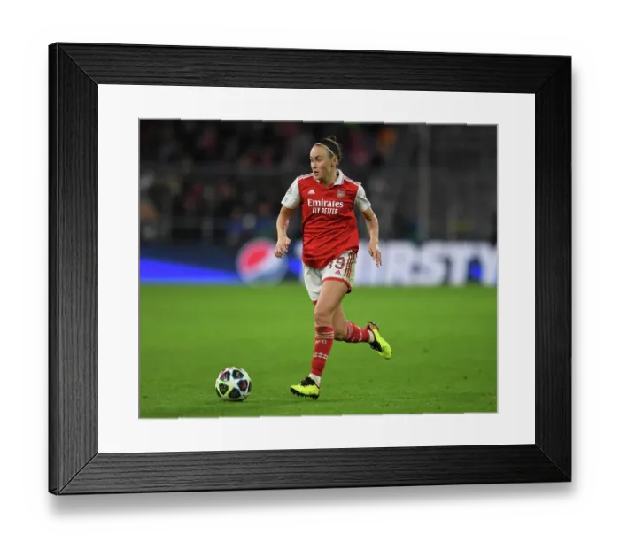 Framed Print : Arsenal vs. Bayern Munich: A Quarter-Final Battle in the UEFA Women's Champions League at Allianz Arena