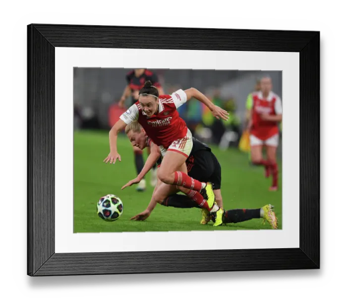 Framed Print : Arsenal vs. Bayern Munich: A Battle in the UEFA Women's Champions League Quarterfinals