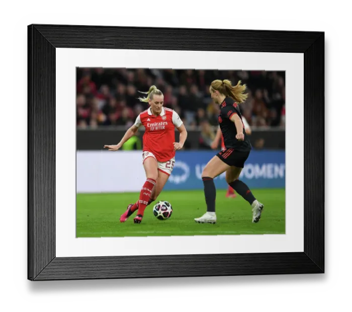 Framed Print : Arsenal vs. Bayern Munich: A Quarter-Final Battle in the Women's Champions League, Munich 2023