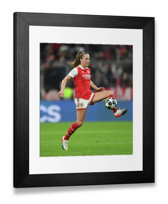 Framed Print : Arsenal vs. Bayern Munich: A Quarter-Final Battle in the UEFA Women's Champions League at Allianz Arena