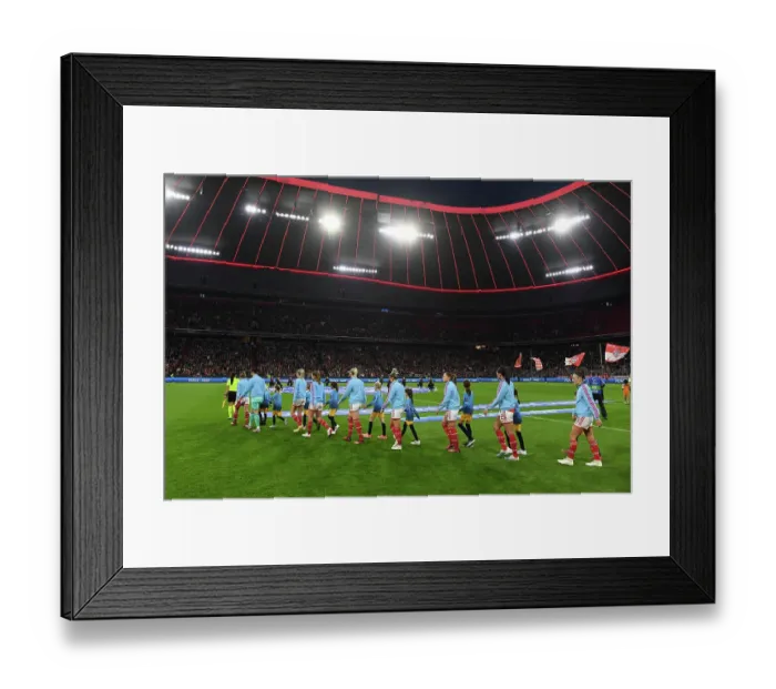 Framed Print : Arsenal vs. Bayern Munich: Women's Champions League Quarter-Finals Showdown at Allianz Arena Framed Print : Arsenal vs. Bayern Munich: Women's Champions League Quarter-Finals Showdown at Allianz Arena
