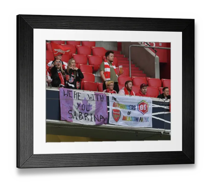 Framed Print : Arsenal Fans Gather at Allianz Arena Ahead of Quarter-Final Clash with FC Bayern Munchen - UEFA Women's Champions League