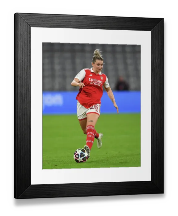 Framed Print : Arsenal vs. Bayern Munich: A Quarter-Final Battle in the UEFA Women's Champions League at Allianz Arena