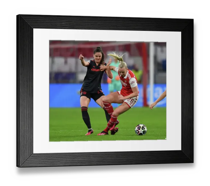 Framed Print : Arsenal vs. Bayern Munich: A Battle in the UEFA Women's Champions League Quarter-Finals
