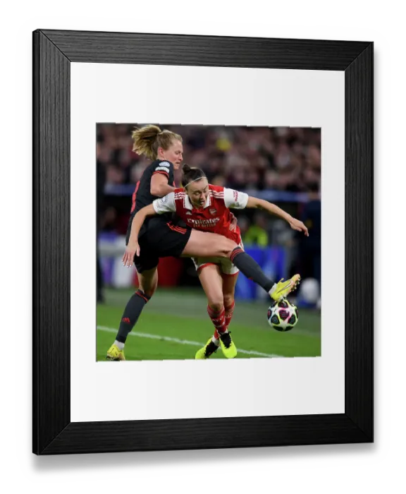Framed Print : Arsenal vs. Bayern Munich: A Battle in the UEFA Women's Champions League Quarterfinals