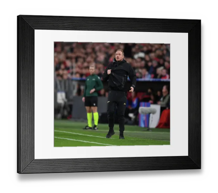 Framed Print : Jonas Eidevall Leads Arsenal in UEFA Women's Champions League Clash against Bayern Munich