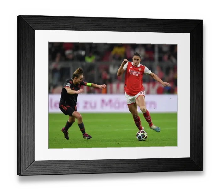 Framed Print : Arsenal vs. Bayern Munich: A Battle in the UEFA Women's Champions League Quarter-Finals