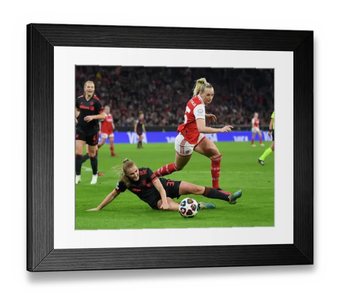 Framed Print : Arsenal vs. Bayern Munich: A Battle in the UEFA Women's Champions League Quarter-Finals