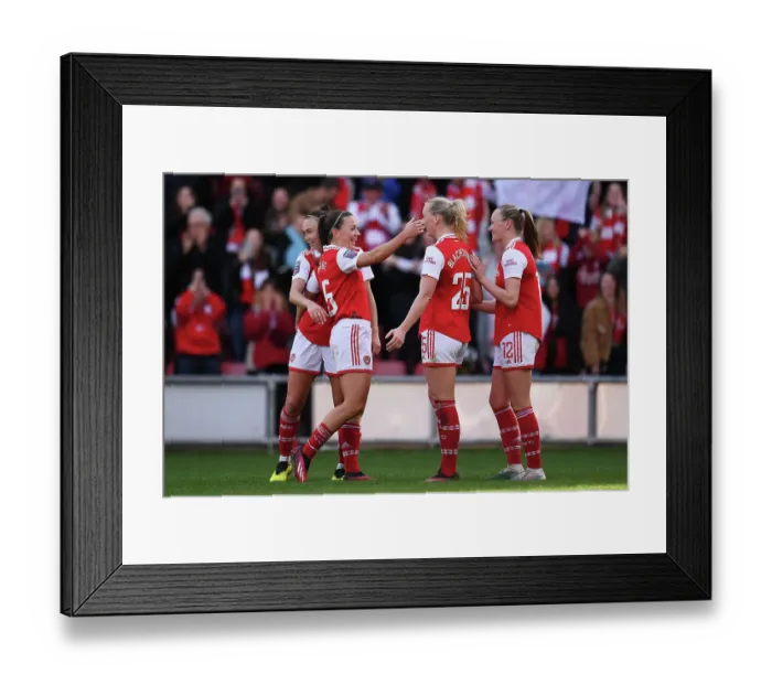 Framed Print : Arsenal Women Celebrate Five-Goal Rout Over Tottenham Hotspur in FA WSL Clash