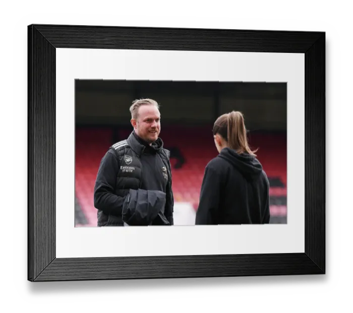 Framed Print : Arsenal Women's Team: Jonas Eidevall and Katie McCabe Prepare for Tottenham Clash in FA WSL