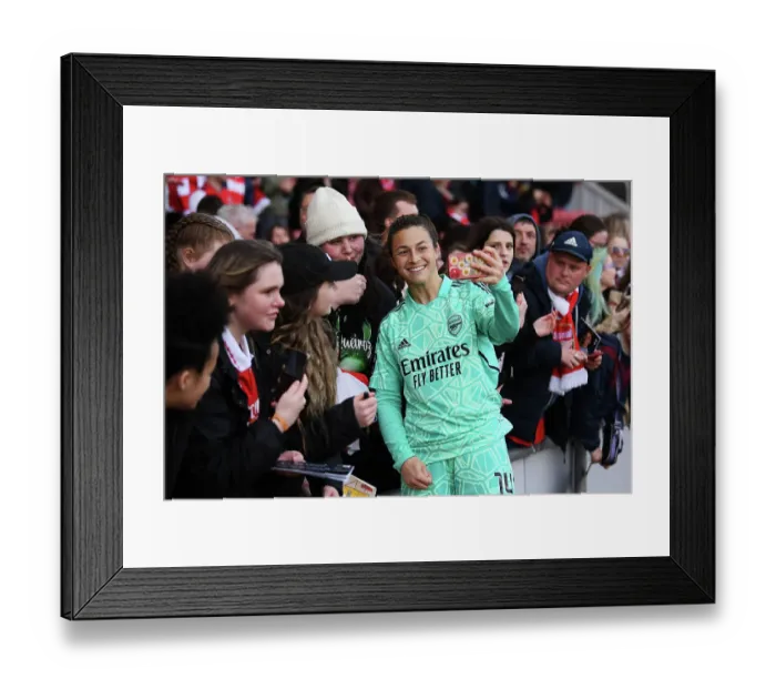 Framed Print : Arsenal Women's Player Sabrina D'Angelo Celebrates with Fans after Tottenham Match Framed Print : Arsenal Women's Player Sabrina D'Angelo Celebrates with Fans after Tottenham Match