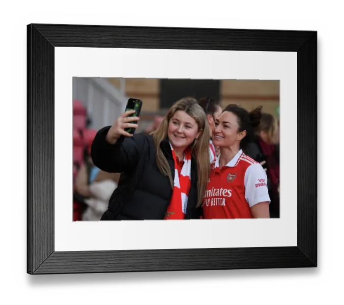Framed Print : Arsenal Women Celebrate FA WSL Victory Over Tottenham Hotspur: Jodie Taylor Amidst Cheering Fans