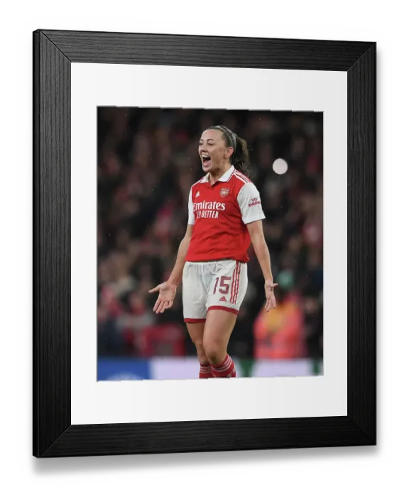 Framed Print : Arsenal vs. Bayern Munich: Katie McCabe Scores in UEFA Women's Champions League Quarterfinals