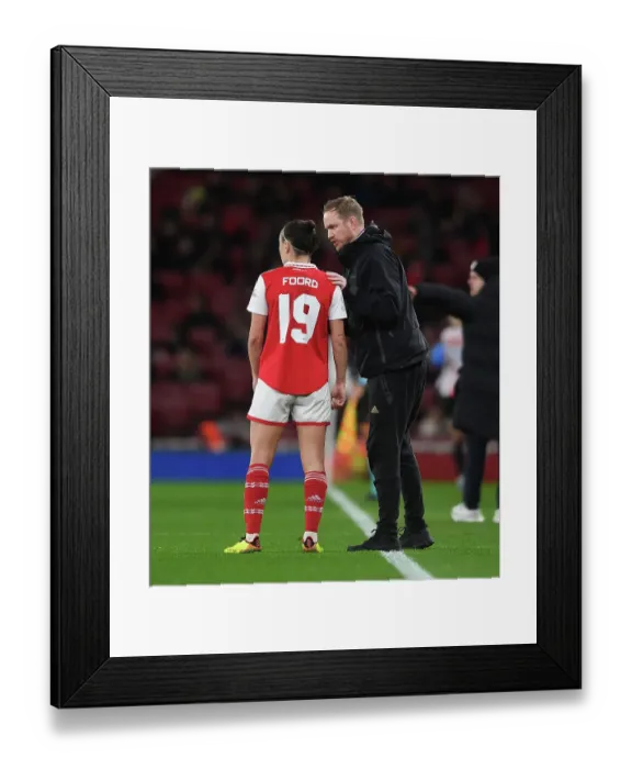 Framed Print : Eidevall Guides Arsenal Women in UEFA Champions League Quarter-Final Clash Against FC Bayern Munich