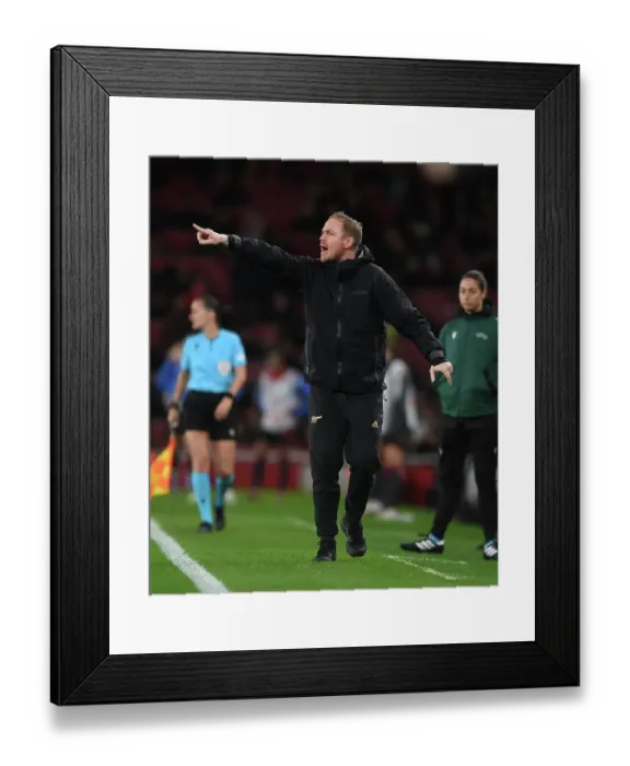 Framed Print : Arsenal Women's Jonas Eidevall Faces Bayern Munich in UEFA Champions League Quarter-Finals
