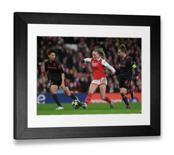 Framed Print : Arsenal vs. Bayern Munich: Women's Champions League Quarter-Final Showdown Framed Print : Arsenal vs. Bayern Munich: Women's Champions League Quarter-Final Showdown