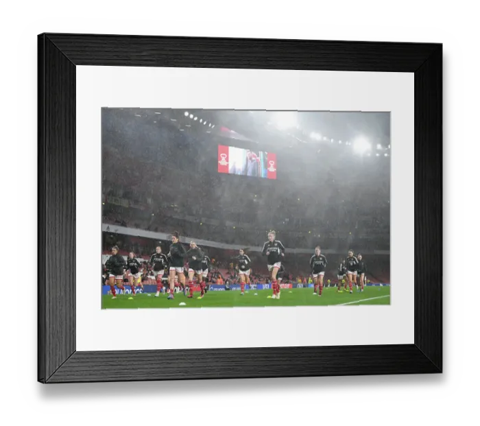 Framed Print : Arsenal vs. Bayern Munich: Quarter-Final Showdown in the UEFA Women's Champions League at Emirates Stadium