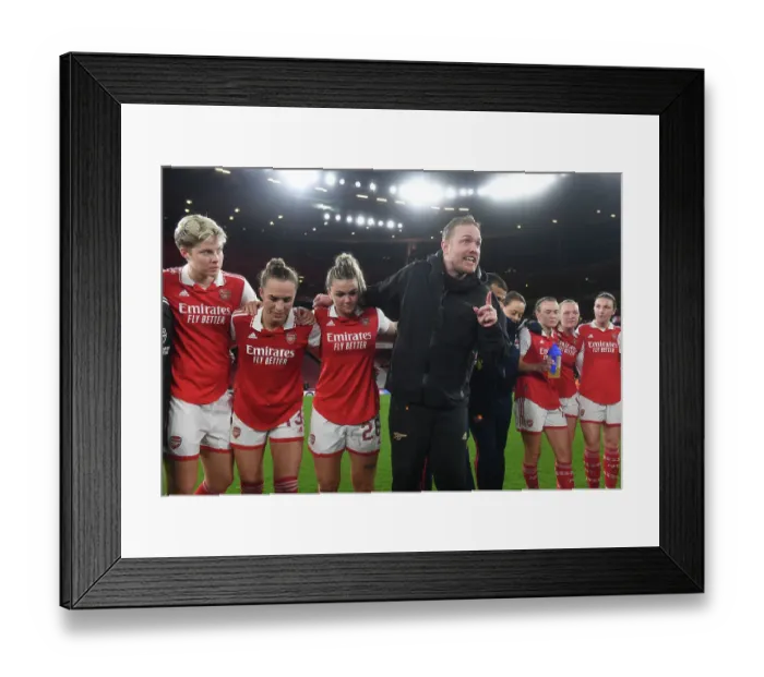 Framed Print : Arsenal vs. Bayern Munich: Jonas Eidevall and His Team Face Off in UEFA Women's Champions League Quarter-Finals