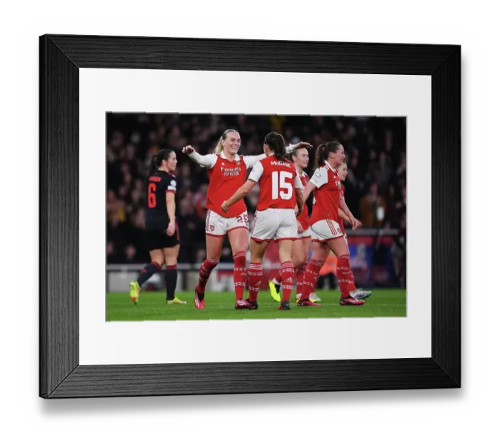 Framed Print : Arsenal Women's Historic Champions League Victory: Stina Blackstenius Scores the Decisive Goal Against Bayern Munich Framed Print : Arsenal Women's Historic Champions League Victory: Stina Blackstenius Scores the Decisive Goal Against Bayern Munich