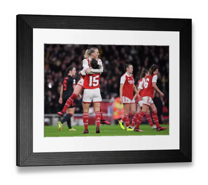 Framed Print : Arsenal Women's Historic UEFA Champions League Victory: Stina Blackstenius's Game-winning Goal vs Bayern Munich