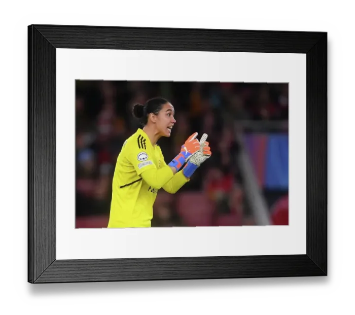 Framed Print : Arsenal vs. Bayern Munich: A Quarter-Final Battle in the Women's Champions League at Emirates Stadium