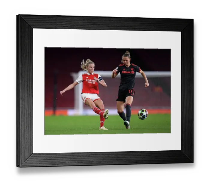 Framed Print : Arsenal vs. Bayern Munich: Women's Champions League Quarter-Final Showdown at Emirates Stadium