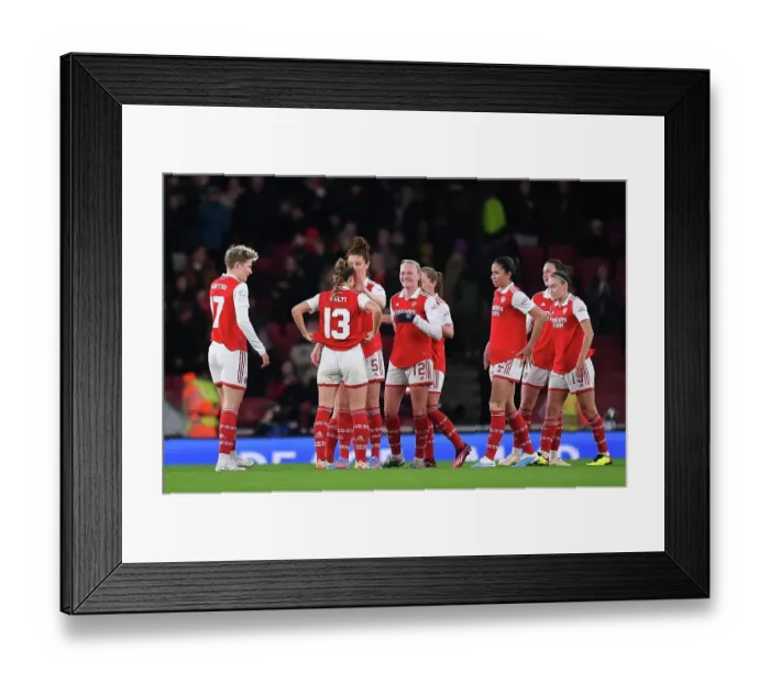Framed Print : Arsenal Women Celebrate Quarter-Final Victory in UEFA Champions League