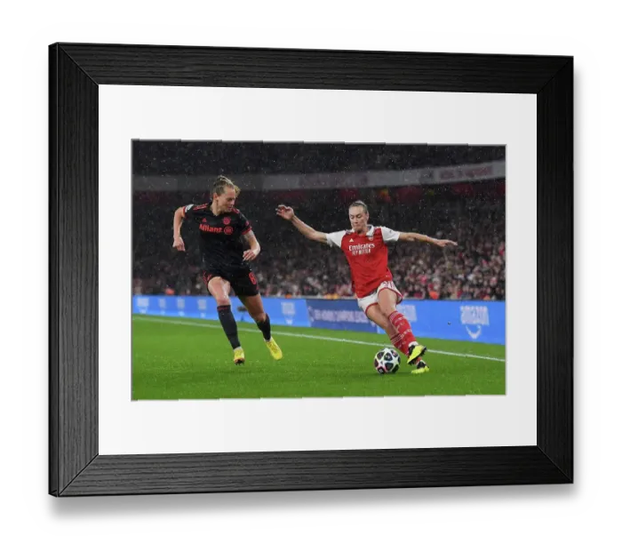 Framed Print : Arsenal vs. Bayern Munich: Tense Quarter-Final Clash in Women's Champions League Framed Print : Arsenal vs. Bayern Munich: Tense Quarter-Final Clash in Women's Champions League