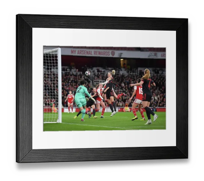 Framed Print : Arsenal Women vs. FC Bayern Munich: Stina Blackstenius Scores in UEFA Champions League Quarter-Final
