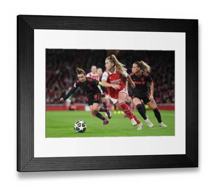 Framed Print : Arsenal vs. Bayern Munich: A Tense Quarter-Final Showdown in Women's Champions League