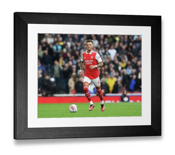 Framed Print : Arsenal's Ben White Stands Out: Premier League Showdown Against Leeds United, 2022-23