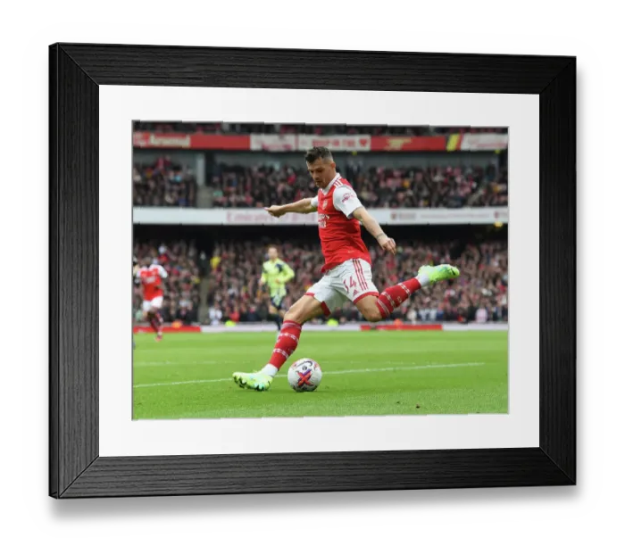 Framed Print : Granit Xhaka: In Action for Arsenal Against Leeds United, Premier League 2022-23