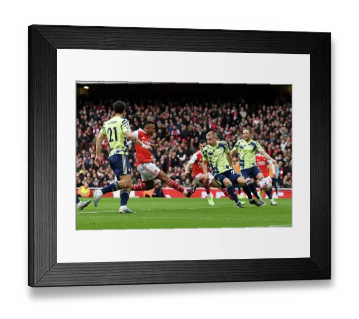 Framed Print : Arsenal's Gabriel Jesus Scores Third Goal Against Leeds United in the Premier League (2022-23) Framed Print : Arsenal's Gabriel Jesus Scores Third Goal Against Leeds United in the Premier League (2022-23)