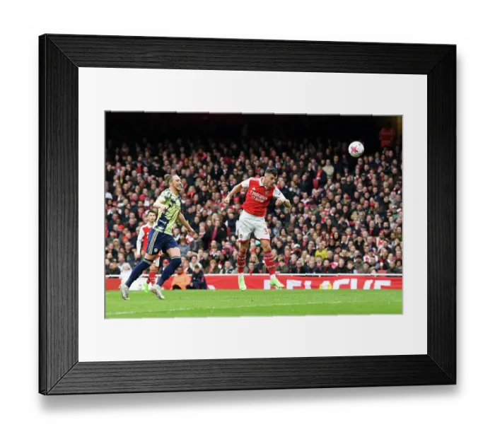 Framed Print : Xhaka Stuns Leeds: Dramatic Fourth Goal Secures Arsenal Victory, April 2023