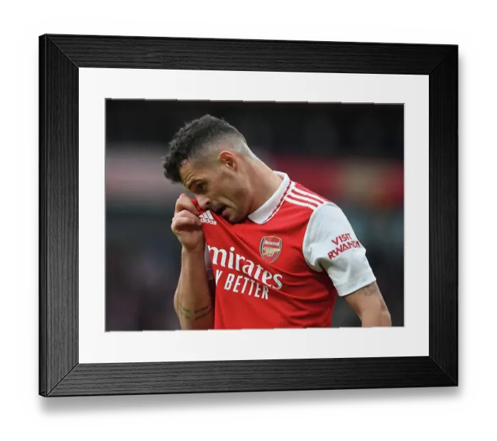Framed Print : Arsenal's Granit Xhaka in Action Against Leeds United, Premier League 2022-23