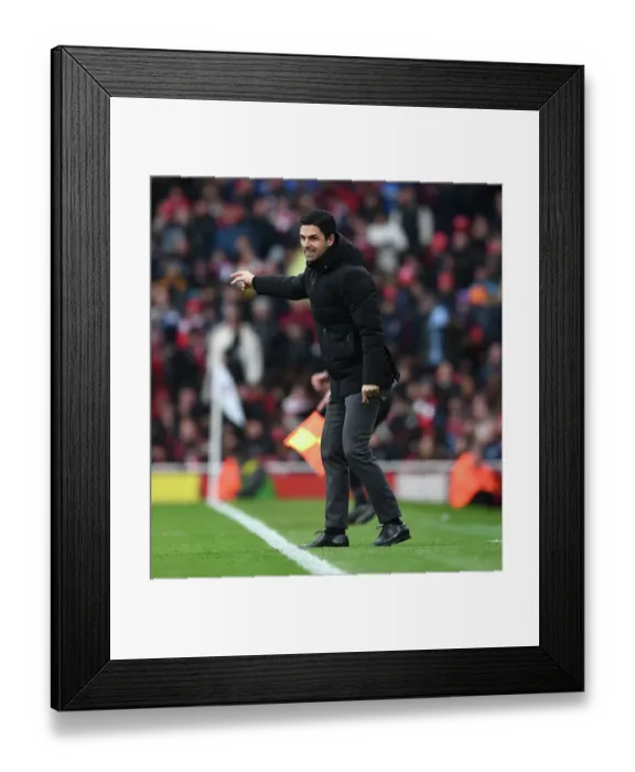 Framed Print : Mikel Arteta Leads Arsenal Against Leeds United in Premier League Showdown, Emirates Stadium, London, 2023
