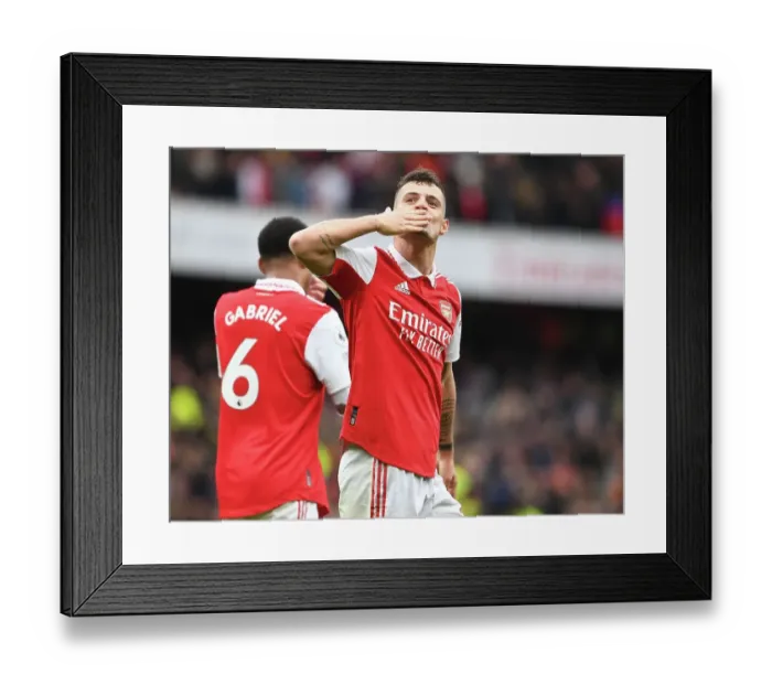 Framed Print : Xhaka Strikes: Arsenal's Thrilling 4-Goal Comeback Against Leeds United