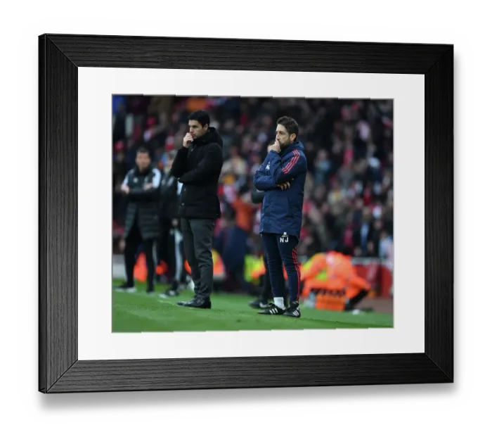 Framed Print : Arsenal FC vs Leeds United: Nico Jover Coaches at Emirates Stadium, Premier League 2022-23